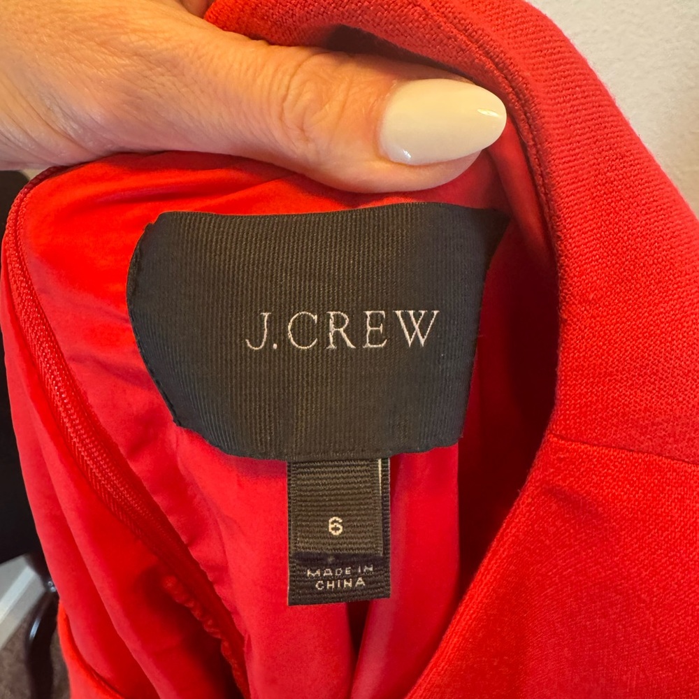2 FOR $25 J CREW Double Zip Shift Dress Red Gold Zipper 3/4 Sleeve Sheath 6 $138 - Picture 5 of 9